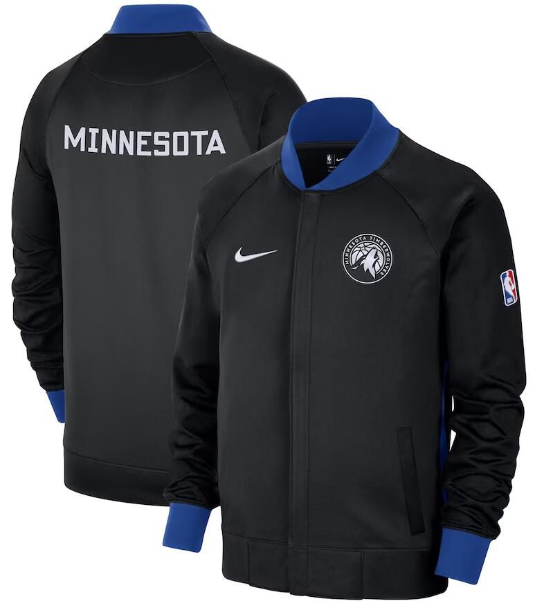 Men Minnesota Timberwolves Black Nike City Edition Full Zip Jacket 2023 NBA Jersey->los angeles lakers->NBA Jersey